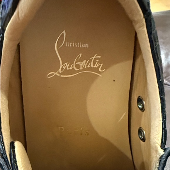 Christian Louboutin Black Croc-Embossed Interior Sneakers - Picture 2 of 8